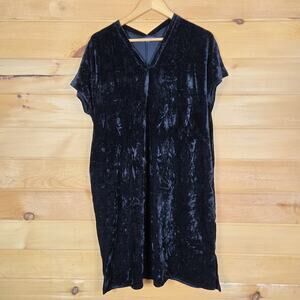 Grade & Gather Crushed Velvet Black Dress Whimsygoth Romantic Holiday Size S